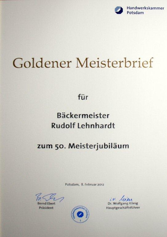 Bäckerei Lehnhardt Goldener Meisterbrief